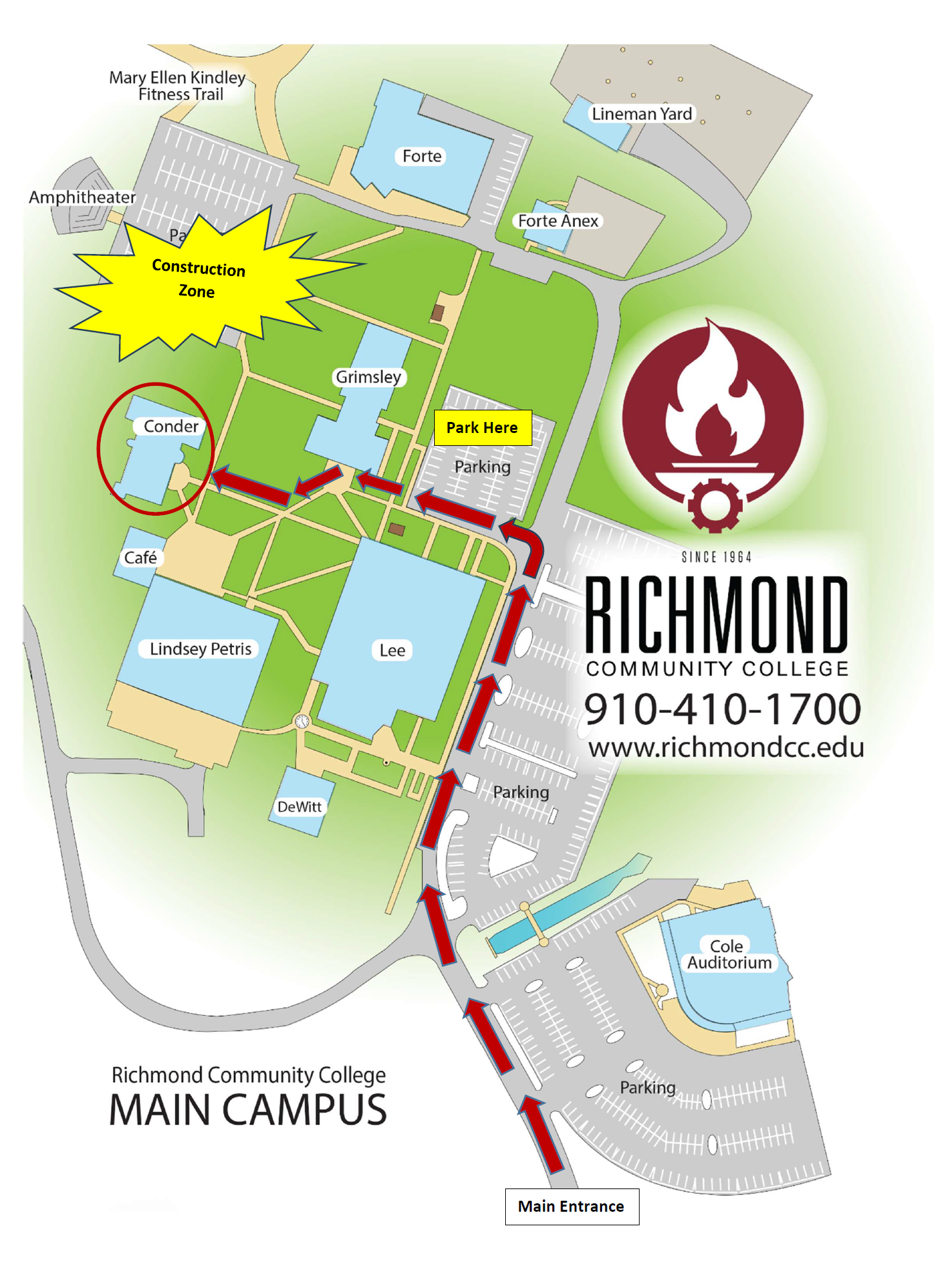 Map of campus showing way to Conder Building