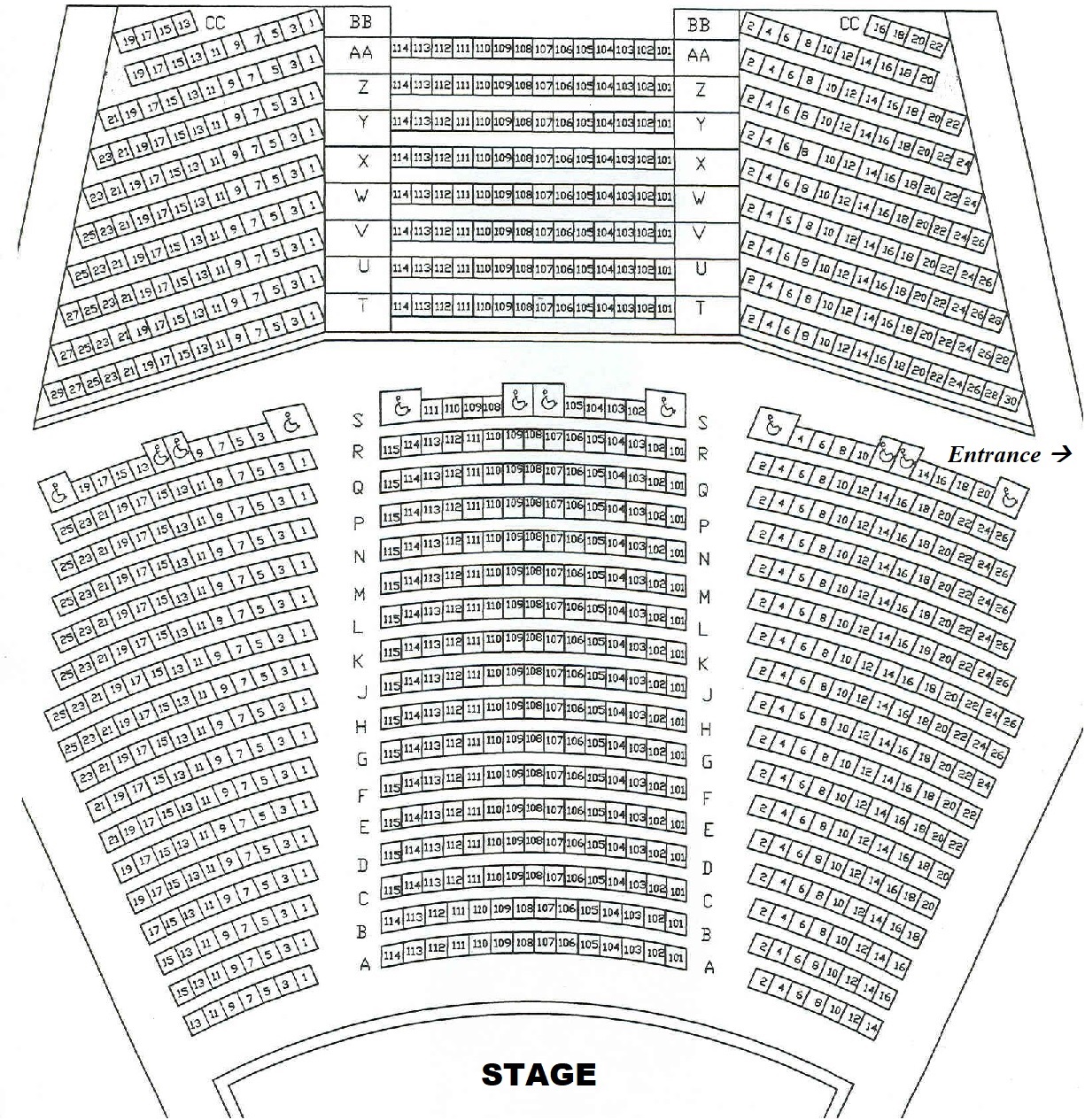 Seating Chart for Cole Auditorium